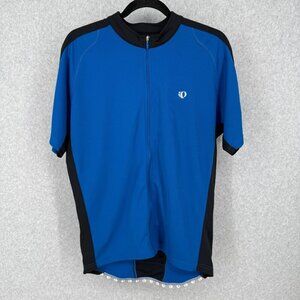 Pearl Izumi Mens Cycling Jersey Size M Blue Black Full Zip Short Sleeve Pockets